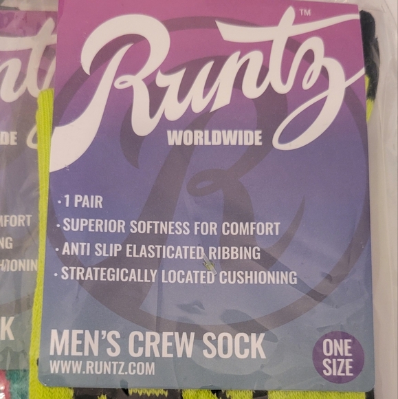 Runtz Men's Crew Socks 3 Pair One Size and Runtz Multi-Color Bluetooth Speaker - Picture 3 of 9